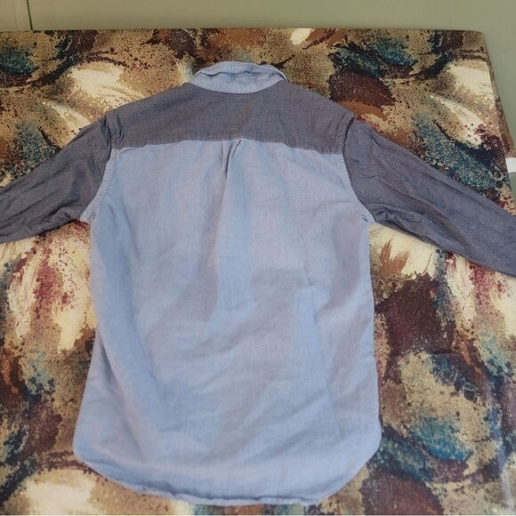 American Eagle Classic Fit Collared Shirt  Small Petit Button Up Two Tone Shirt - Picture 7 of 11